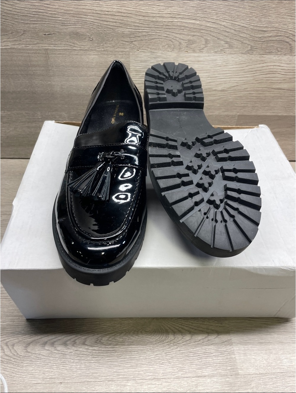 Bandolino Black Patent Tassel Loafers #127